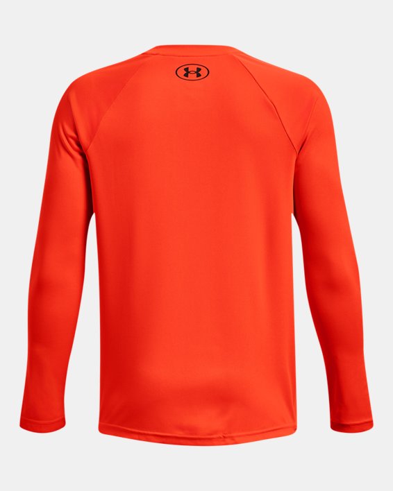Boys' UA Velocity Branded Long Sleeve, Orange, pdpMainDesktop image number 1